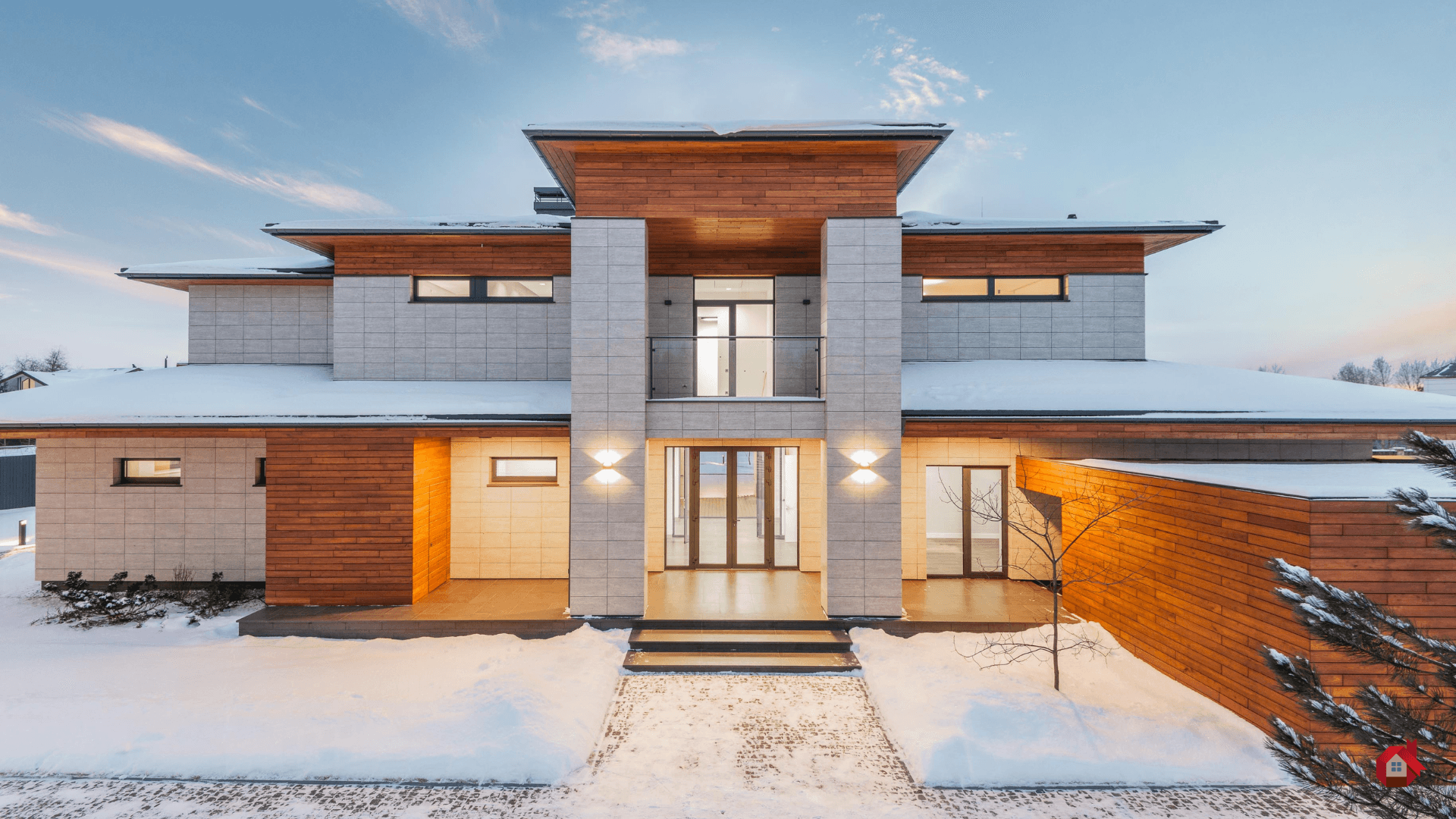 maison moderne en pierre et bois&nbsp;