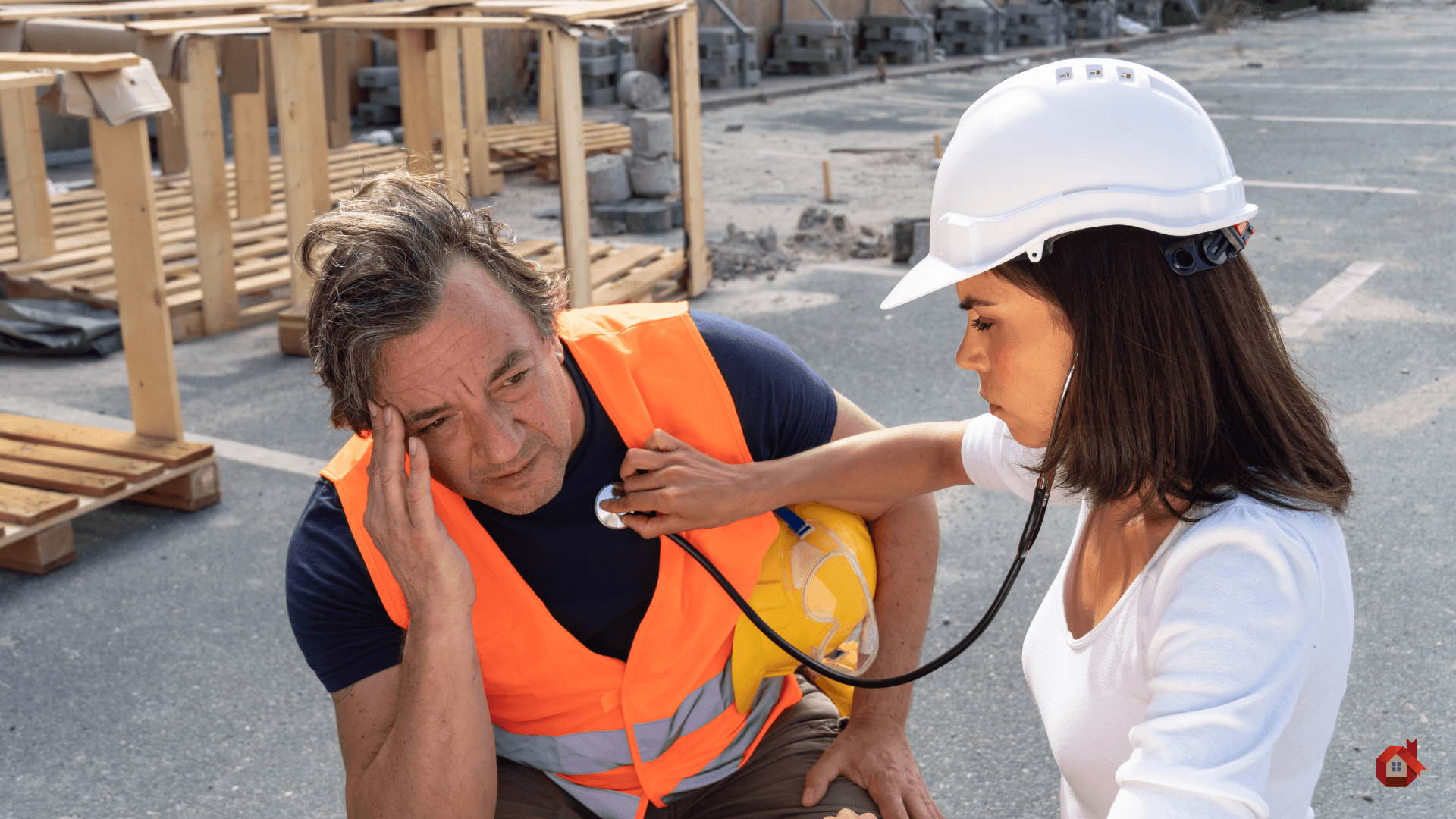 docteur avec un entrepreneur en construction&nbsp;