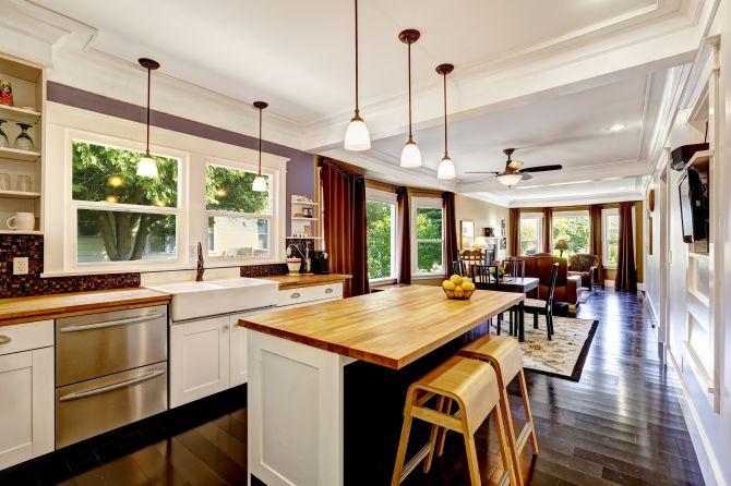 open shelving in a kitchen