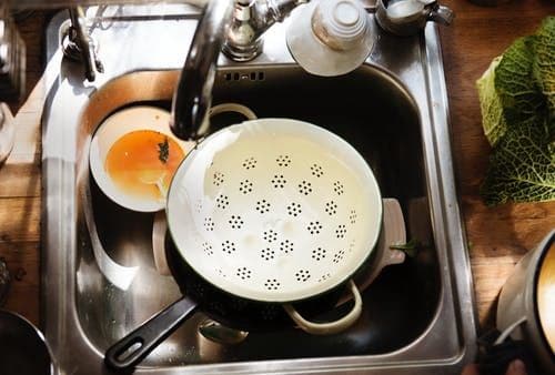 Sink filled with dishes