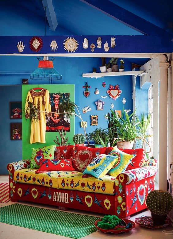 Décor salon mexicain Frida Kahlo