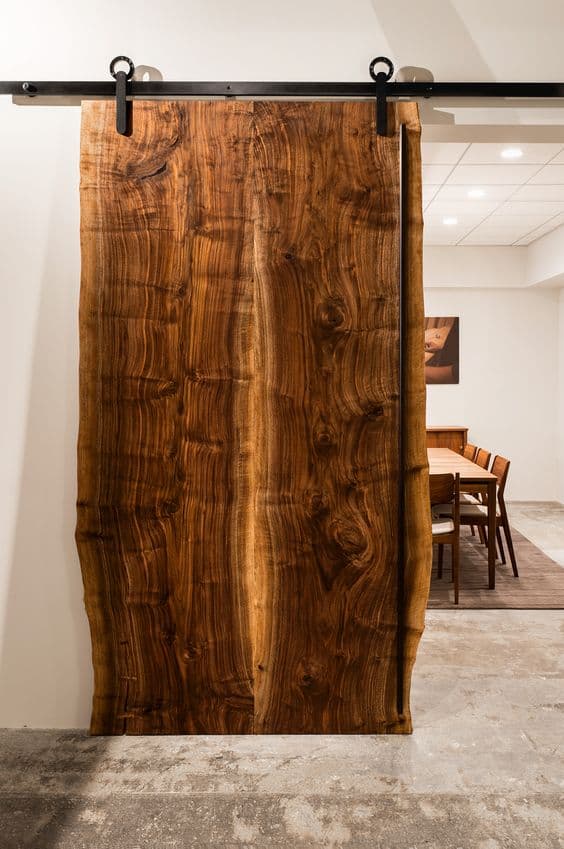 raw wood sliding door