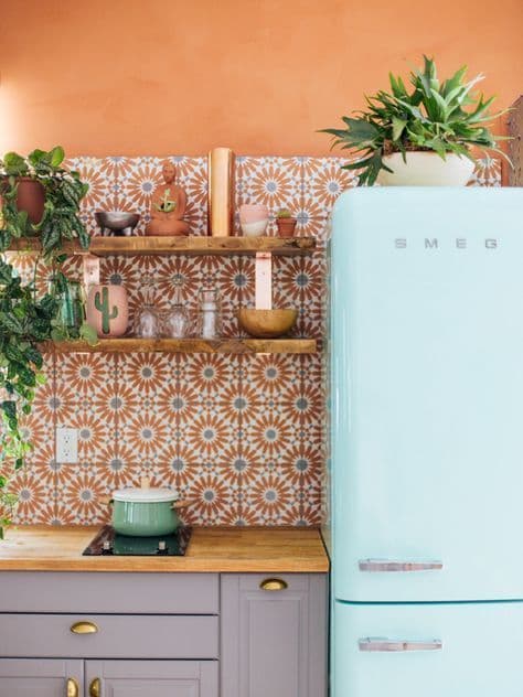 kitchen with green refrigerator_Pinterest