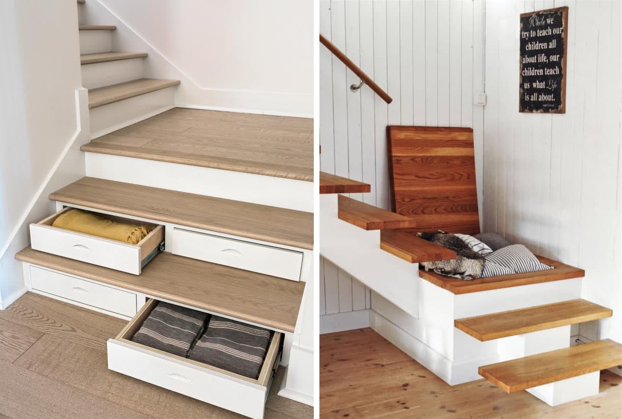 escalier avec rangement_10 exemples d'espaces de rangement intérieur pratiques