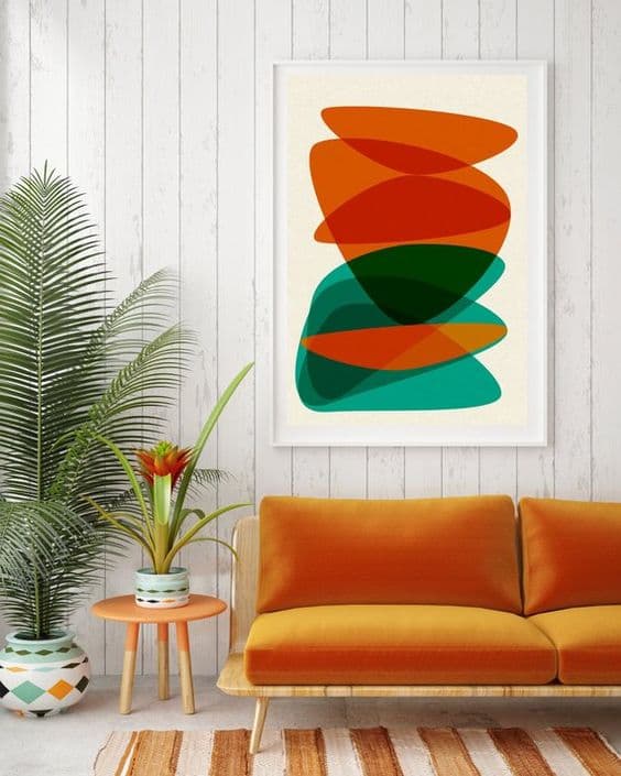 salon avec divan orange_Pinterest